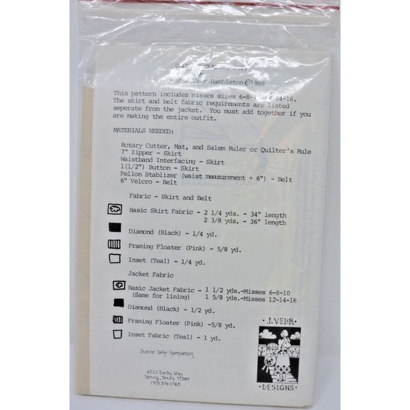 Country Classic Suit Jeanne Verh Hambleton 1988 Skirt Belt Jacket Pattern #8809 - Picture 3 of 3